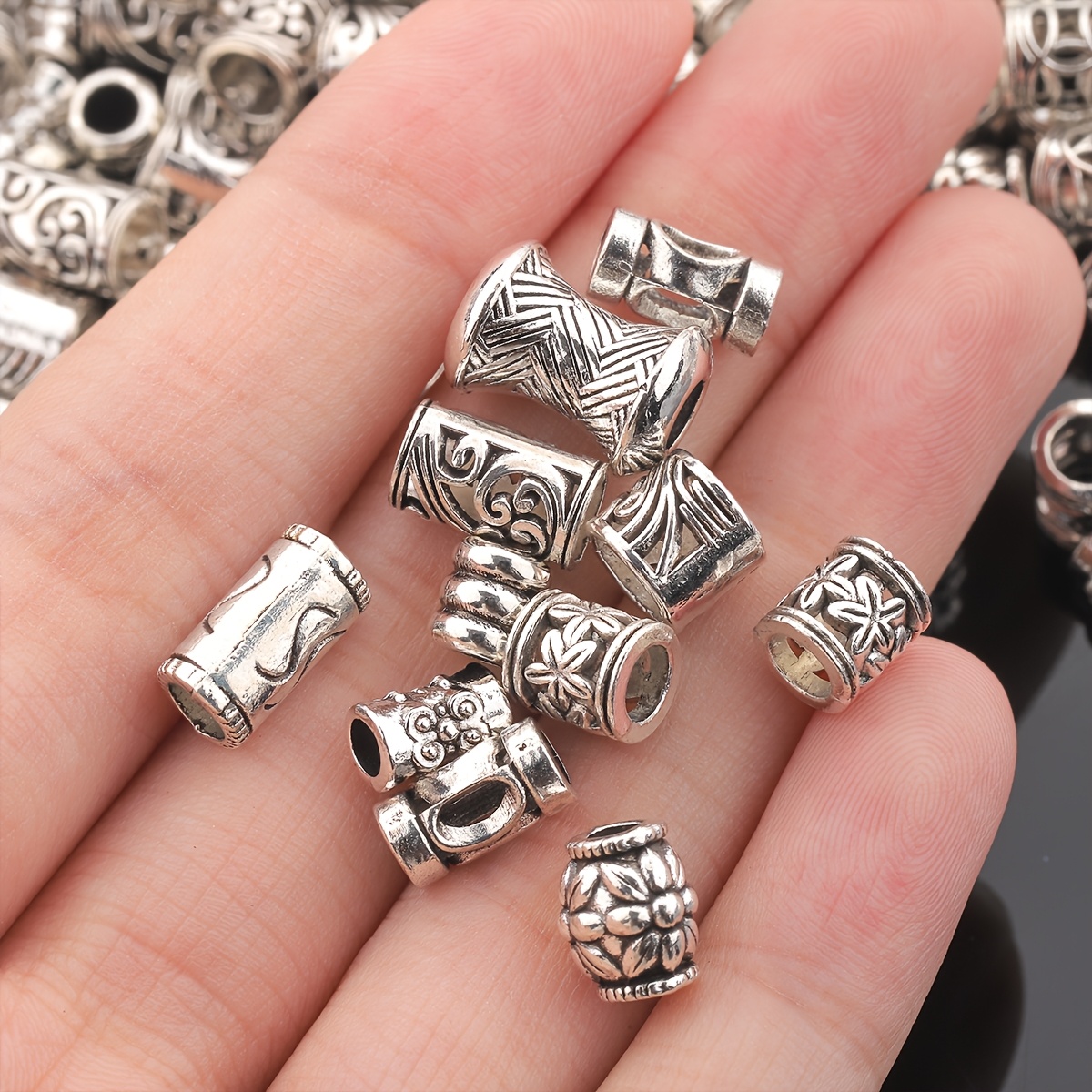 98pcs Hollow Bead Set, Cylindrical Spacer Beads